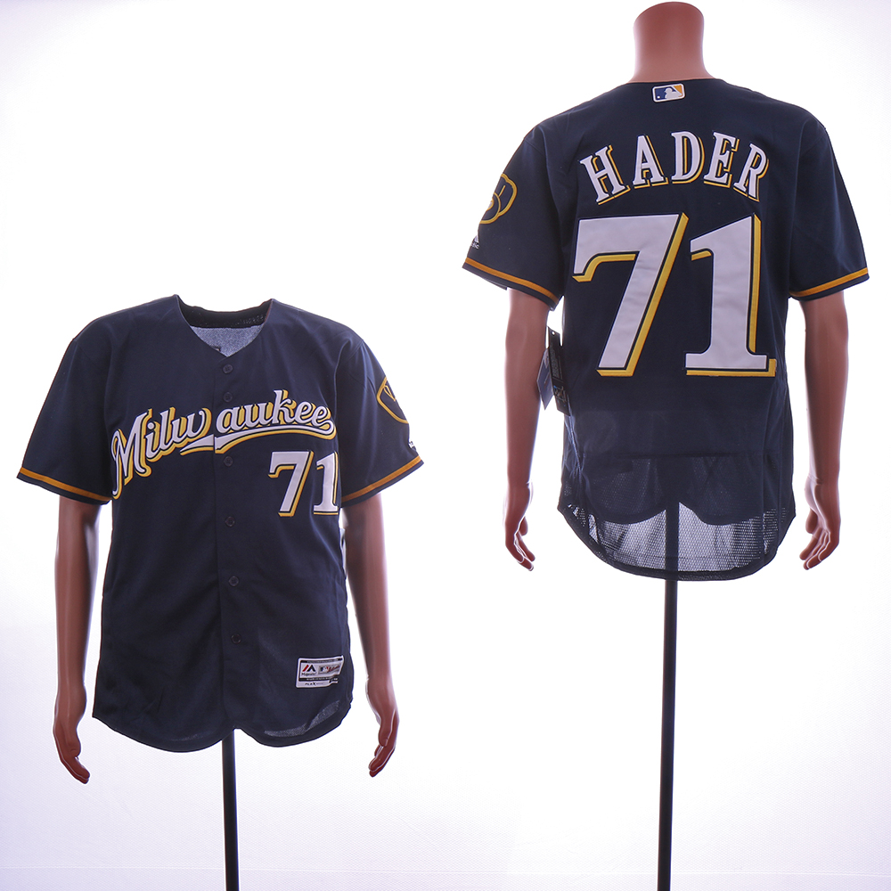 Men Milwaukee Brewers #71 Hader Blue Game MLB Jerseys->milwaukee brewers->MLB Jersey